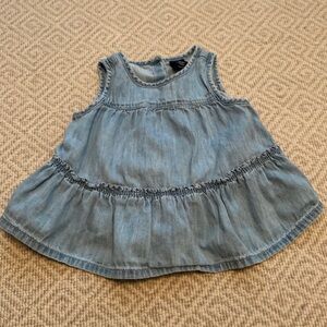 Baby Gap Blue Denim Chambray Tiered Shirt Top 6-12M